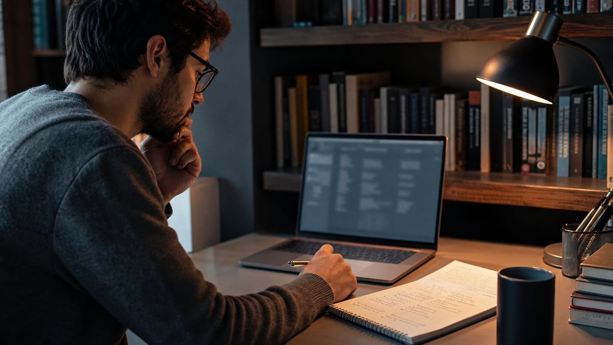 researcher at desk comparing dark web directories