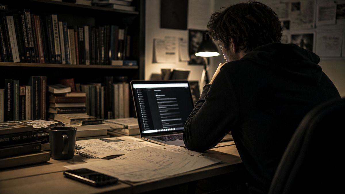 individual exploring dark web resources on a laptop